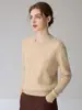 Outono 2026 Novo Estilo Simples Gola Redonda Feminino Solto Macio Cor Sólida Top Suéter de Caxemira