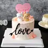 Decoração de Bolo Dia dos Namorados Chinês Coração de Acrílico Amor Cartão Plug-In Cachorro de Desenho Animado Fofo Enfeites