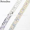 Comércio exterior quente regular corrente de garra cor AB de três fileiras banhada a ouro corrente de diamante para sapatos acessórios decorativos