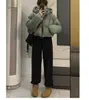 Calça de Moletom Cinza Feminina para Outono, Cintura Alta, Calça Reta Fluida de Perna Larga, Estilo Americano Petite Casual, Calça de Moletom Forrada com Fleece para Outono/Inverno