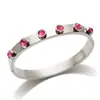Pulseira Feminina de Luxo Transfronteiriça Incrustada com Zircônia Redonda Verde Rosa Aço Inoxidável Pulseira de Zircônia Joia Moda Nova