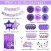 Set de Globos de Bola de Flores de Papel Morado Lavanda Más Vendido en Amazon Cortina de Seda Lluvia Morada Banner para Suministros de Fiesta de Cumpleaños de Niñas
