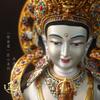 Loto Dorado Morado Artesanía de Nepal Tíbet Tantra Tibetano Vajrayana Pintado Cobre Puro Tallado a Mano