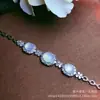 Pulsera de Moda Nueva con Incrustaciones de Calcedonia Rosa Hielo Chapada en Plata al por Mayor Ágata Blanca Versátil Pulsera de Jade Joyería Regalo