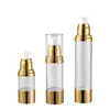 Botella Sub-Botella Galvanizada Personalizada de 15ml 20ml 30ml 50ml Botella con Dispensador de Loción Plástico Transparente como Botella Cosmética