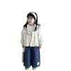 Nuevo cárdigan con capucha de retazos florales lindo estilo coreano para niñas, ropa para bebés e infantes, elegante prenda de abrigo para primavera y otoño