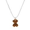 Colar de Urso de Pelúcia Fofo para Mulheres Corrente para Clavícula com Pingente de Urso Cartoon Hip Hop Europeu e Americano Corrente de Pescoço da Moda
