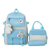 Mochila Nova para Estudante Estilo Coreano Feminino Casual Conjunto de Lona Mochila Escolar Grande Capacidade Ensino Fundamental II e Ensino Médio Mochila de Três Peças