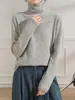 Suéter de malha de cashmere macio e confortável com gola alta pequena, cor sólida, perfeito para usar em camadas no outono e inverno, um suéter básico versátil de lã para mulheres