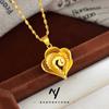 Collar Colgante de Corazón con Flor de Nube Auspiciosa Chapado en Oro Arena Vietnamita K Oro para Mujer Anillo Live Love Juego de Dos Piezas para Boda