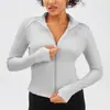 Jaqueta de Yoga Europeia e Americana Transfronteiriça Color Block com Gola Alta e Zíper, Roupa de Yoga de Secagem Rápida com Manga Longa, Jaqueta Esportiva Fitness Slim Fit para Mulheres
