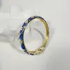 Yongge Jewelry Pulsera de Esmalte Floral Colorida Dopamina Estilo Étnico Versátil con Bordes Dorados Pulsera Hueca