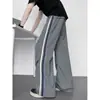 2026 Nuevo Estilo Americano Rayados Plisados Sueltos Moda Estilo Coreano Deportivo Secado Rápido Casual Pantalones Talla Grande Cintura Elástica Pantalones Largos