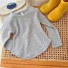 Camiseta Base para Niñas de Primavera y Otoño, Camiseta Superior de Color Sólido Irregular de Estilo Coreano de Moda para Bebés y Niños, Camiseta Base para Niños