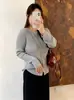 Cárdigan de punto liso y sencillo para mujer de talla grande, colección de otoño 2026, cuello redondo, top entallador, prenda exterior para mujer