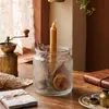 Pote de Vidro Vintage Embossado com Corda de Cânhamo, Pote de Armazenamento de Boca Larga e Alta Transparência, Recipiente de Vidro Multifuncional para Armazenamento e Decoração de Casa
