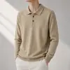 Suéter de punto para hombre con cuello alto, de otoño e invierno, manga larga, color liso simple, estilo old money, ropa casual de negocios para hombre