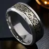 Anillo de acero de titanio para hombre, anillo de dedo de dragón, estilo marea nacional transfronteriza, chapado al vacío, acero inoxidable, joyería de mano popular europea y americana