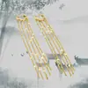 Versión Coreana de Ins Estilo de Lujo Ligero Estilo Celebridad Ruili Mismo Estilo Pendientes de Borla Acero de Titanio Chapado en Cobre Pendientes de Oro Real de 18K