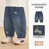 Ropa infantil Kaka Panda, pantalones de mezclilla de otoño para niños, pantalones rectos para bebé, pantalones casuales de otoño para niñas