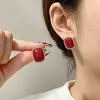 Aretes Vintage Ovalados de Color Borgoña, Moda Francesa, Versátiles y Elegantes, Aretes Sencillos, Aretes de Moda Popular para Celebridades de Internet de Nicho
