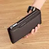 Billetera Williampolo para Hombre de Cuero Genuino Larga con Múltiples Ranuras para Tarjetas, Billetera de Cuero de Gran Capacidad para Dinero y Tarjetas