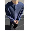 Camiseta Versátil de Manga Larga con Cuello Henley para Hombre, Otoño 2024, Camiseta Polo Waffle Casual Deportiva, Top