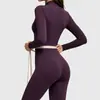Macacão de Yoga com Zíper Transfronteiriço para Uso Externo, Forrado com Fleece, para Esportes de Alta Intensidade, Ajustado ao Corpo, Quente