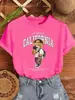 Camiseta de Mujer Estampado de Oso Calle California Moda Casual Moda Algodón Ropa Suelta Cuello Redondo Manga Corta