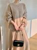 Vestido de punto suave de estilo coreano para mujer, otoño e invierno, nuevo, elegante, elegante, cuello redondo, falda superior, conjunto de dos piezas