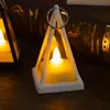 Lámpara de Iceberg Navideña Lámpara Triangular Lámpara de Velas Digitales Luz Nocturna Portátil Lámpara de Queroseno de Halloween Lámpara de Viento Decorativa