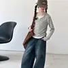 Conjunto de Dos Piezas para Niña: Camiseta de Manga Larga de Otoño y Atuendo Casual 2026 Nuevo Estilo Top Grande y Jeans