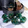 Nuevos Dados Digitales Poliédricos Multifacéticos Aurora Diamante Ojo de Gato Verde Oscuro Dnd Trpg Juego de Dungeons and Dragons