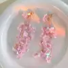 Pendientes de Borla de Flor Rosa de Hada Súper Sentido Avanzado Delicados Pendientes de Vacaciones de Primavera y Verano en la Costa Pendientes para Rostro Redondo
