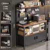 Rack de Cozinha Multifuncional Montado na Parede Buffet Integrado Forno de Micro-ondas Metal de Chão Armazenamento Armário à Prova de Pó
