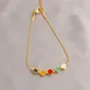 Colar Pulseira Joia Face Sorridente Esmalte Drip Colorido Acessórios de Luxo Acessíveis Design de Nicho Aço Titânio Banhado a Ouro 18K Acessórios de Alta Qualidade