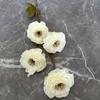 [Material de flor blanca] Arreglo floral de hortensia, rosa, flor de pasto escarchado con decoración de material de hoja de niebla de techo de pasto, flor de simulación para boda