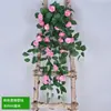 Decoraciones de flores artificiales, alto valor estético, varias especificaciones, rosa y plantas colgantes para decoración de interior, balcón, celebración y festividades