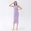Vestido Elegante Slimming de Verão 2026 Estilo Único Diagonal Cintura Marcada Fenda Lateral Sem Mangas Comprimento Médio Zíper Vestido Evasê