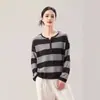 Directo de Fábrica Nuevo Tejido de Punto Tencel Calibre 16 Holgado Rayas Mangas Largas Verano Delgado Top para Mujer Venta al por Mayor Personalización