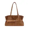 Bolsa tote de camurça Melard para mulheres, nova coleção outono e inverno 2026, bolsa de ombro com fivela de cinto vintage, bolsa de grande capacidade