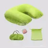 Nueva almohada en forma de U sin aire, presión automática, almohada inflable para viajes, protección del cuello, almohada inflable portátil