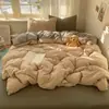 Novo Conjunto Simples de Cor Sólida em Algodão Lavado de Quatro Peças para Dormitório Estudantil, Conjunto de Três Peças, Capa de Edredom Individual, Lençol com Elástico, Atacado