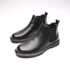 Botines Chelsea para Hombre Piel Genuina Antideslizantes Forro de Lana Invierno Cuero de Vaca Negro Zapatos Botas Martins Caña Media Suela Blanda Botines Cortos Suela Gruesa