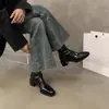 Botines de Estilo Francés para Mujer Otoño e Invierno 2024 Nuevos Botines Elásticos Ajustados Chelsea Botas Martin Botines de Tobillo de Tacón Alto