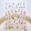 Nuevas pegatinas para uñas con diseño floral vintage transfronterizo, carta romántica inglesa, pegatinas decorativas para uñas con flor de campo en relieve 5D