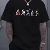 Camiseta europea de talla grande impresa para hombre, para reproductor de música, diseño cómodo de manga corta, redonda elástica
