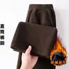 Atacado do fabricante coleção outono e inverno: calças masculinas forradas com fleece, grossas, confortáveis e quentes, com corte folgado, design versátil e tecido de veludo cotelê, em corte reto