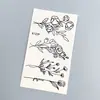 Adesivos de Tatuagem Florais Minimalistas Transfronteiriços Preto e Branco Linha Rosa Adesivos Temporários à Prova d'Água para Mulheres Adesivos de Tatuagem Estilo Fresco
