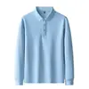 Camisa Polo de Color Sólido para Primavera y Otoño, Unisex, Manga Larga, Casual, Deportiva, Sencilla, Transpirable, Versátil y Elegante